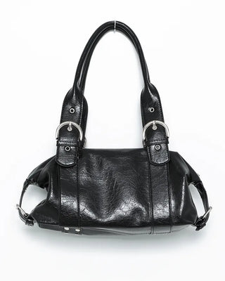 Double rivet belt leather tote bag