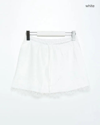 Satin lace mini skirt