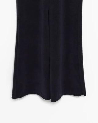 Pile waist wide rib bootcut pants