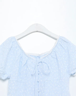 Puff sleeve lace detail blouse