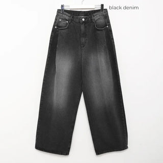 Vintage Wash Wide Denim Pants