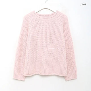 Volume round neck knit sweater