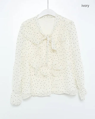 Neck strap ruffle chiffon blouse