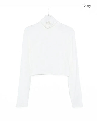 Cropped basic turtleneck T-shirt