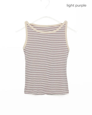 Ringer Cropped Striped Tank Top
