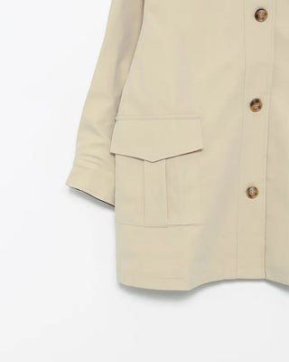 Loose-fit half trench coat