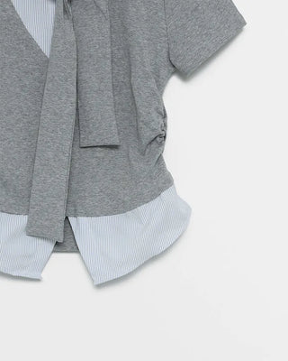 Shoulder Tie Shirt Layered T-Shirt