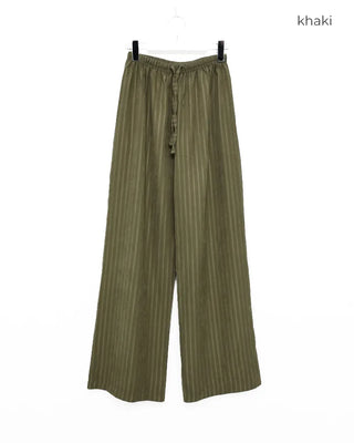 Suede stripe elastic waist pants