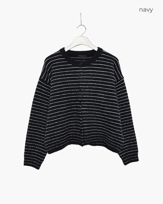 Lambswool striped knit cardigan