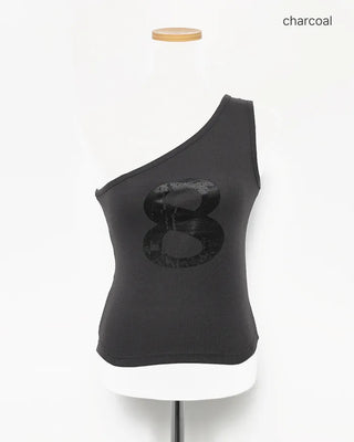 Pigment 8 Lettering One-Shoulder Tank Top