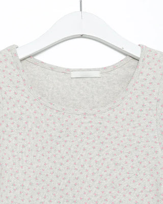 Boat neck floral pointe short T-shirt