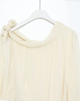 Chiffon Shirring Asymmetrical Ribbon Blouse