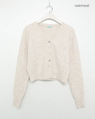 Simple cropped V-neck cardigan