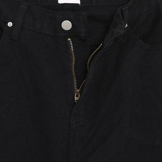 Slit Black Cotton Pants