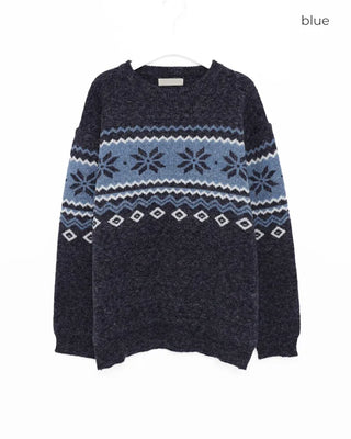 (Unisex) Snowflake Round Neck Knit