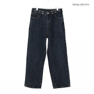 Buckle waist denim pants