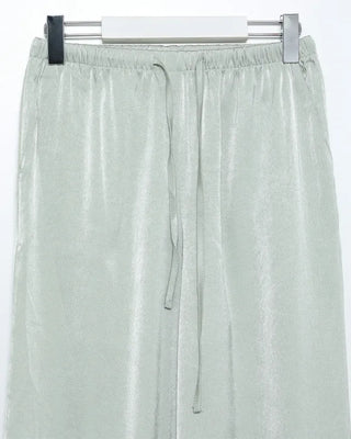 Waistband string silk wide-leg pants