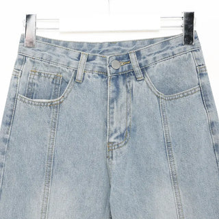 Center-line straight denim pants