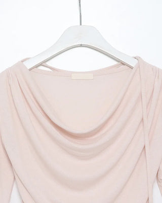 Drape neck strap point long sleeve shirt