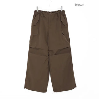 Waist drawstring cargo parachute pants