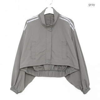 Shoulder Two-Line Cropped Zip-Up