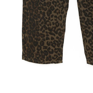 Leopard print denim pants