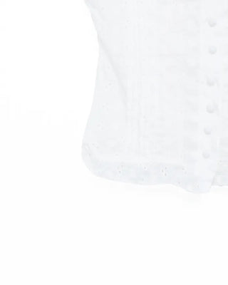 Shirred lace half-sleeve blouse