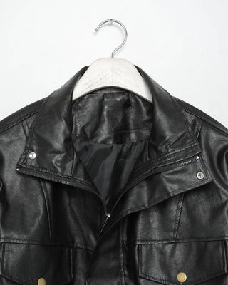 High-neck leather jacket