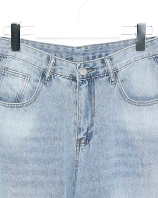 Washed design wide denim pants
