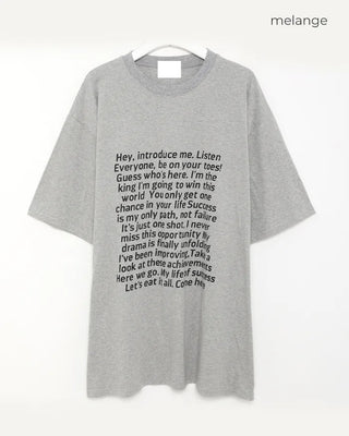(Unisex) Lettering Loose Fit Half Sleeve T-Shirt