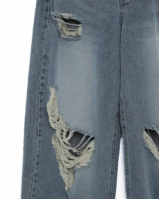 Three Vintage Distressed Wide Denim Pants