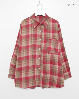 Loose-fitting big check shirt