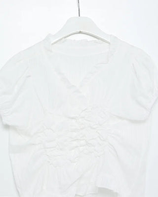 Smoked Frill Short Sleeve Blouse