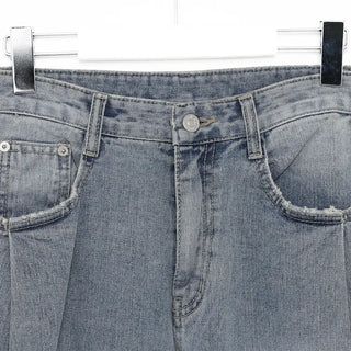 Side-tuck wide denim pants