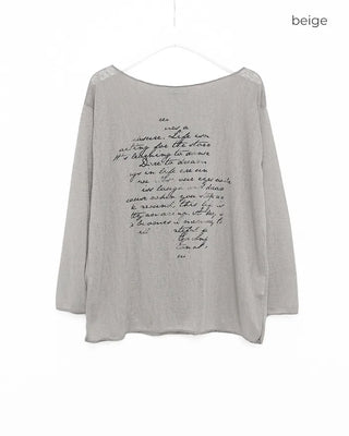 Off-shoulder lettering knit