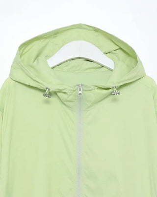 Drawstring coat hooded windbreaker