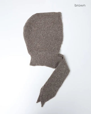 Knitted wrap hooded scarf