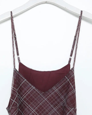 Asymmetrical check camisole dress