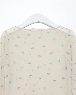 Sheer Flower Long T-Shirt