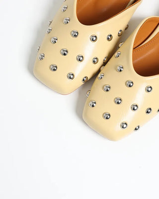 Studded V-cut mule sandals
