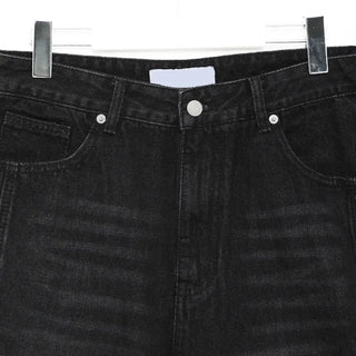 Slit-stitch wide denim pants