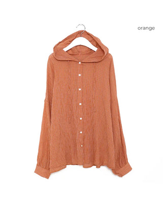Checked hooded shirt