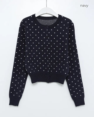 Round neck polka dot cardigan