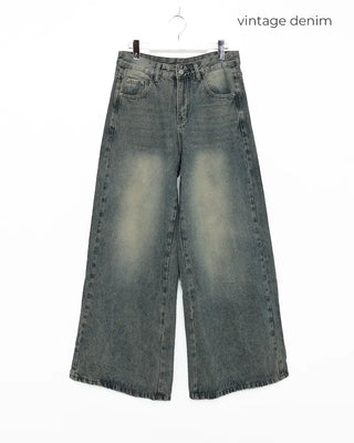 Wide denim pants