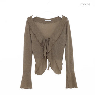 Frill Ribbon Sheer Cardigan