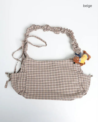 Checked gathered shoulder bag