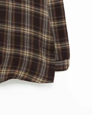 Brown oversized check pattern shirt