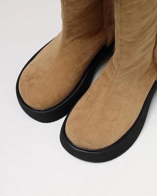 Suede fur long boots