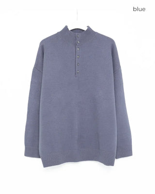 Henley neck wool knit