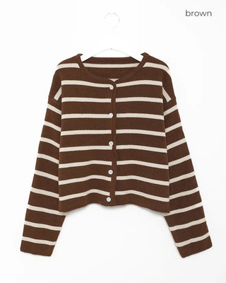 Striped button cardigan
